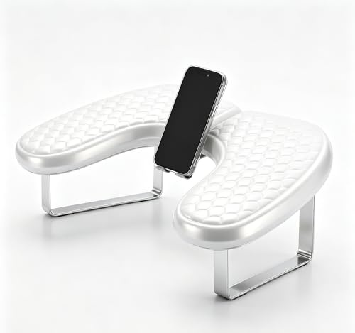 VOCOSTE Nail Arm Rest Arm Rest for Nails Nail Wrist Rest with Phone Holder | Nail Arm Rest Hand Pillow Leather Nail Stand Non-Slip Foot Cushion Nail Tech Arm Rest Wrist Rest With Phone Holder White