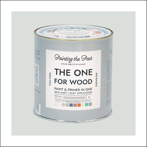 The One for Wood Paint & Primer 1L Grey No. 8 Hide & Seek | Semi Matt Finish, Bio-Based & VOC-Free Formula for Wooden Furniture & Surfaces | Durable & Easy Indoor Home Decorating