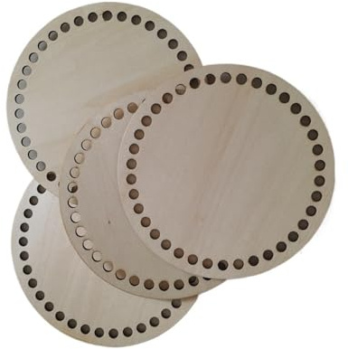 Holzkorbunterteile 20 Stück Häkelkorbboden aus Holz, Tee-Untersetzer, runder Korbdeckel for Häkelkorb(Color 1,20CM)
