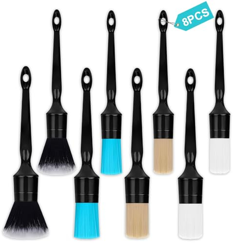 YnewL 8PCS Pinceau Nettoyage Voiture, Pinceau Detailing Auto | Nenette pour Voiture, Brosse Nettoyage Voiture Conviennent Aux Roues, Jantes, Intérieurs en Cuir et Surfaces Extérieures
