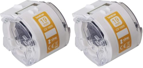 Brother CZ-1003 Farbetikettenrolle, 19 mm breit, 5 m lang für Etikettendrucker VC-500W (Packung mit 2)