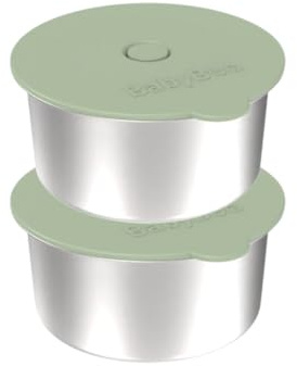 BabyBoo Set de récipients internes en acier inoxydable, accessoire pour chauffe-biberon BabyBoo, 2 récipients + 2 couvercles, hermétiques, sans BPA, sans danger pour les aliments
