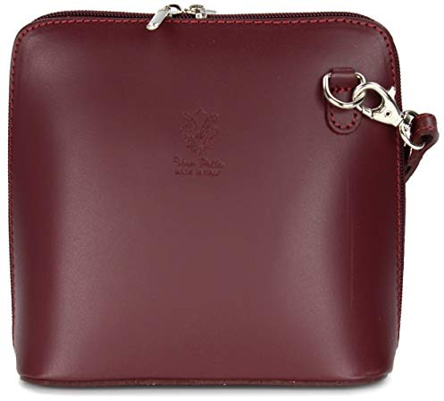 Belli italienische Ledertasche Damen Umhängetasche klein Handtasche Schultertasche Abendtasche in bordeaux - 17x16,5x8,5 cm (B x H x T)