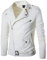LaoZan Uomo Giacca di Cuoio del Faux Biker Moto Blazer Cappotto Bomber in Ecopelle con Cerniera M Bianca