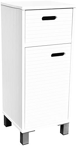 My-goodbuy24 Badezimmer Kommode Schrank Badeschrank Beistellschrank Anrichte Mehrzweckschrank 1 Schublade + 1 Drehtüre/MDF - Holz/Weiß lackiert / 78 x 32 x 30 cm
