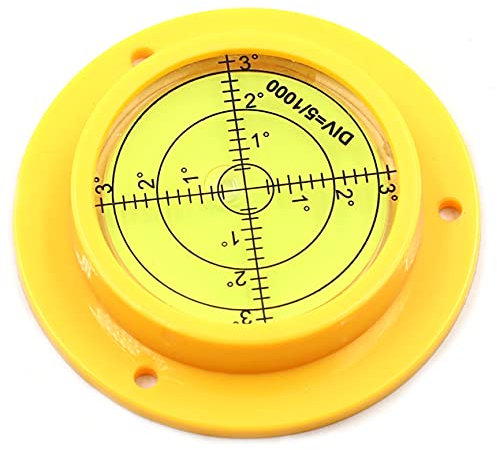Chiloskit Nivel de burbuja circular circular de alta precisión de 90 mm con agujeros de montaje Rv Camper
