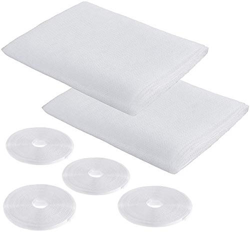 Zanzariera da 2,0 m x 1,5 m per finestre, con adesivo; kit protettivo contro zanzare e insetti con 2 reti e 4 rotoli di nastro autoadesivo, colore bianco