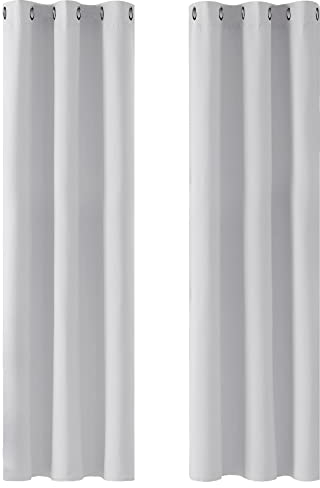 Deconovo Tende Oscuranti per Interni 2 Pezzi 229 CM Altezza, Termiche Isolanti, Anti-Rumore, con Anelli, Ideali per Camera da Letto e Soggiorno, 107x229 CM, Grigio Perla