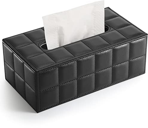 GORESE Kosmetiktücherbox Tücher Box aus Leder (Schwarz)
