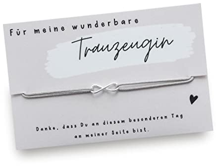 EDELSCHNITTE Armband Trauzeugin Eternity 925er Silber/Grau/Unendlichkeit / / Hochzeit/Geschenk/Trauzeugin Fragen