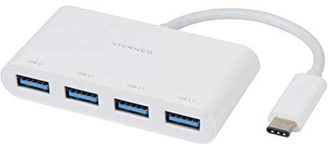 Vivanco 45384 HUB Steckverbinder 4 x USB-A / 1 x USB Typ-C 3.1 Länge Kabel 10 cm