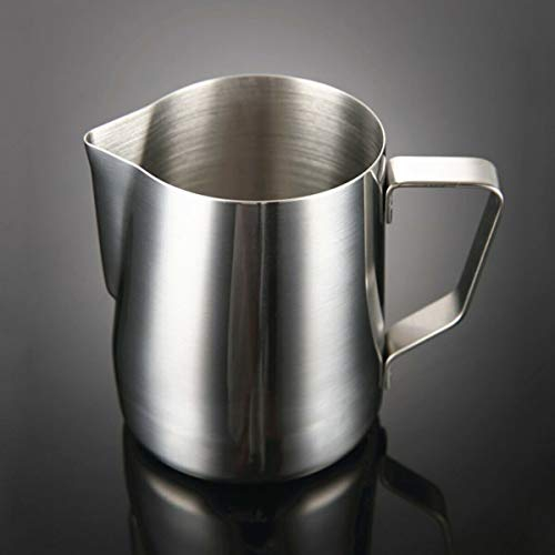 Holdlebe Milchkännchen Milk Pitcher aus Edelstahl, Ideal zum Aufschäumen von Milchschaum, Silber, 1000ml