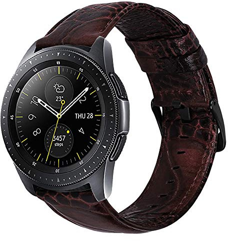 iBazal Galaxy Watch 42mm Leder Armband 20mm Uhrenarmband Ersatz für Galaxy Watch Active 2 40mm/44mm/Gear S2 Classic/Sport/Huawei GT 2 42mm/Huawei Watch 2/Ticwatch 2/E Ersatzarmband - Dunkelbraun
