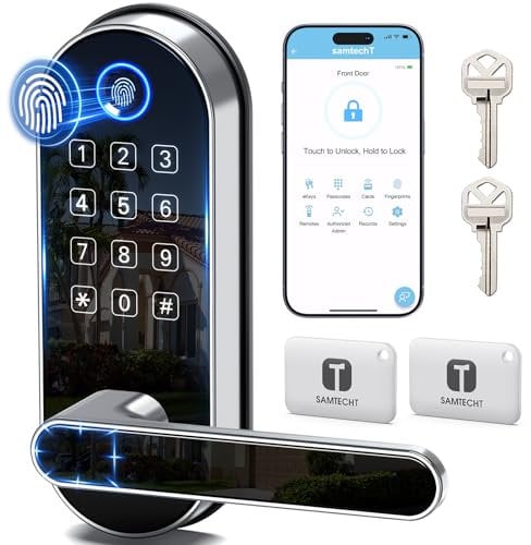 Serrure intelligente à empreinte digitale avec clavier sans clé : serrure de porte numérique avec code passe, poignée de porte électronique, bouton de porte biométrique pour porte d'entrée, porte de