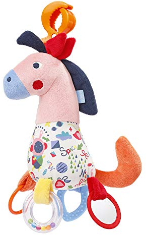 Fehn 055382 Activity-Pferd COLOR Friends – Motorikspielzeug zum Aufhängen mit Lernfunktionen zum Greifen, Tasten und Geräusche erzeugen – für Babys und Kleinkinder ab 0+ Monaten