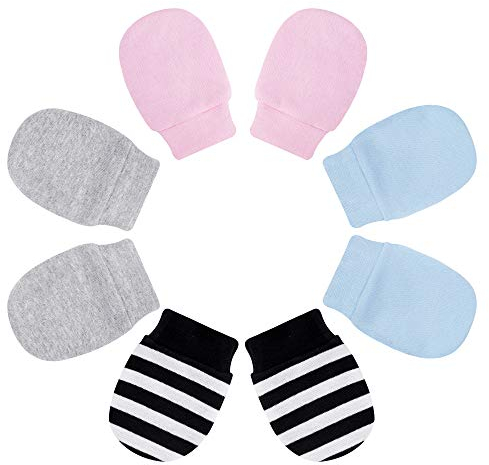 Baby Fäustling Handschuhe Sanft Einstellbar Anti Scratch Fausthandschuhe für 0-6 Monate Kleinkinder Jungen und Mädchen 4 Paar