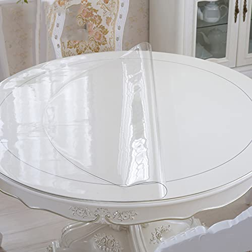 Zlovne Manteles,Mantel Protector Mesa Cristal Redonda,100% a Prueba de Agua y Aceite,Mantel Transparente Limpio para Fiestas de Camping,Tapete de Mesa de 3 mm de Grosor (Diameter 120cm/47inch)