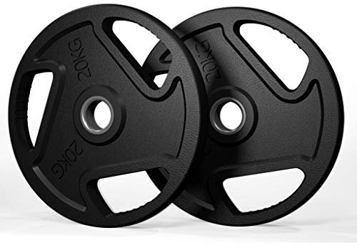 jiande Barbell 2-Inch Olympic Grip Plate, Set of 2, Grip Weight Plates, Olympic Plate Weights Rubberized Barbell 1.25kg*2-20kg*2 (Size : 20kg*2)
