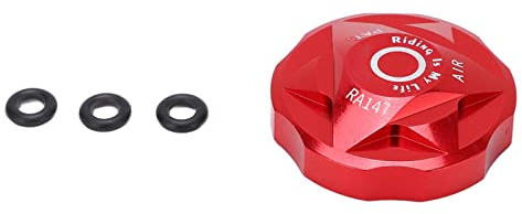 VGEBY Fahrrad Federgabel Air Gas Ventildeckel, Aluminiumlegierung Schrader Ventilkappen mit 3 Dichtringen für Mountainbike(rot)
