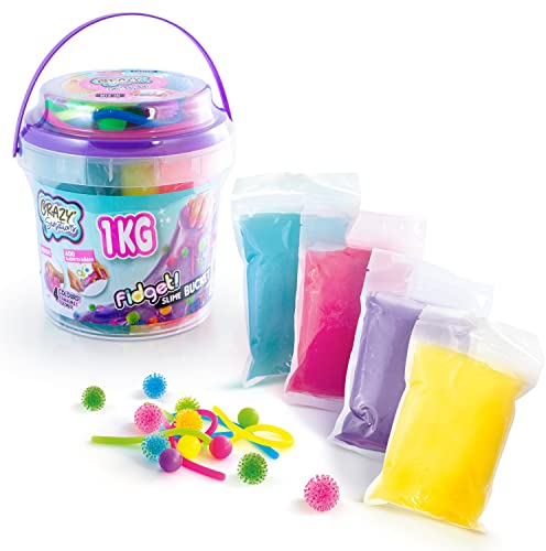Canal Toys So Slime - Baril de Slime Géant Fidget Bucket - 1 kg de Slime 4 Couleurs avec Jouets Déstressants - Loisirs Créatifs pour Enfant, Bucket, L13,4 x P13 x H14,4 cm