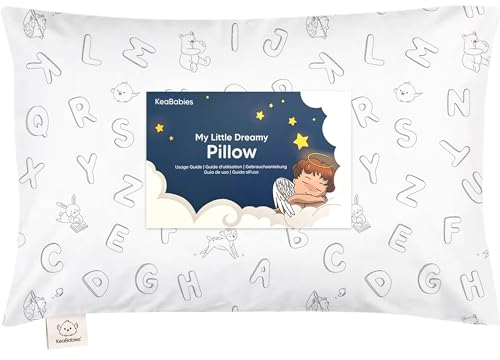 Kopfkissen Kleinkind mit Kissenbezug - Weich Bio Baumwolle Kissen Kinder zum Schlafen - Waschbar Kleinkind Kopfkissen - Kinderkopfkissen für Kleinkinder - Kinderkissen (ABC Land)