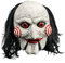 Saw Billy Maske mit Haaren und beweglichem Mund schwarz/weiß/rot, Hersteller: Trick or Treat.