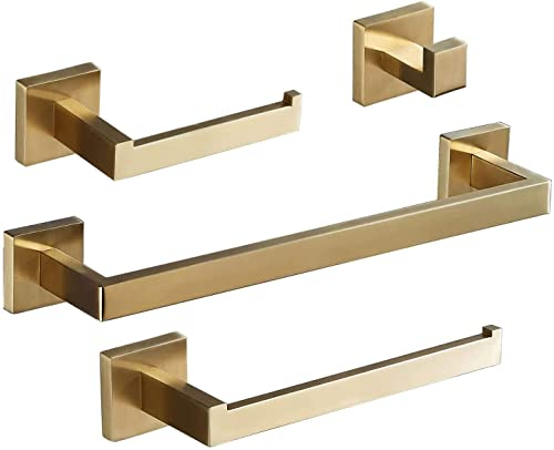 SHUNLI Set di 4 portasciugamani da bagno, montaggio a parete, in oro SUS304 pezzi