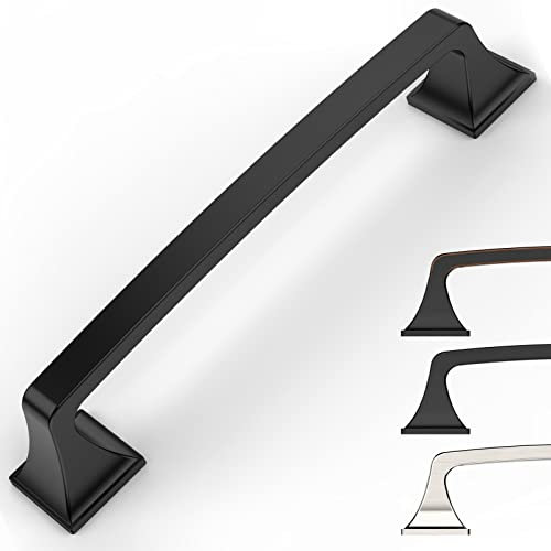 9BUILD 10 Pack Black Zinc Alloy Kitchen Cupboard & Drawer Handles - 128mm