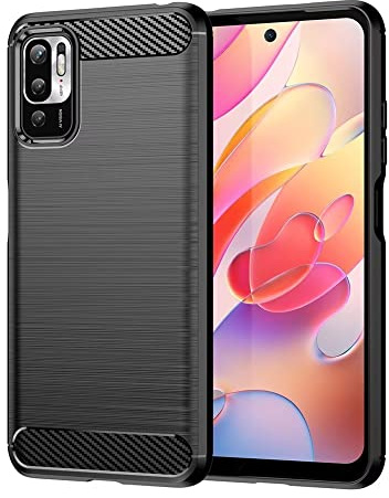 Topme Funda de Silicona para Redmi Note 10 5G / Poco M3 Pro 5G (6.5 Inches), [ Carcasa Case de Teléfono con Estilo de Textura Cepillada] - Negro