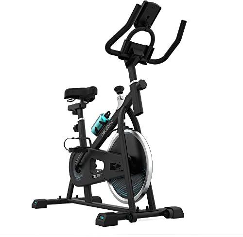 Cecotec Indoor-Fahrrad DrumFit Indoor 6000 Forcis. 6-kg-Schwungrad, manueller Widerstand, LCD-Monitor, Gerätehalter, Flasche, Flaschenhalter und Pedalhaken, Schwarz