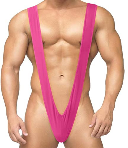 String extensible pour homme - String pour homme - String mankini à bretelles - Sous-vêtements sexy pour homme, 0a-rose vif, taille unique
