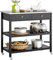 SoBuy FKW47-SCH Küchenwagen mit Edelstahlplatte Servierwagen Küchenregal mit 4 Rollen Flurschrank Sideboard Beistelltisch mit 2 Schubladen und 2 Ablagen Schwarz BHT ca.: 100x92x45cm