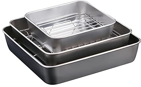 Bandeja de enfriamiento del Horno Bandeja para Hornear de Acero Inoxidable con Rejilla de enfriamiento extraíble Rejilla para Enfriar el Pan de la Torta Traje Línea de cuadrícula U