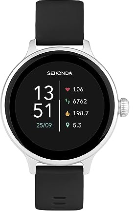 Sekonda Connect Womens Smartwatch 40mm Silver Silicone Strap | Water Resistance IP67, mineral glass crystal, date display, ion-plated case