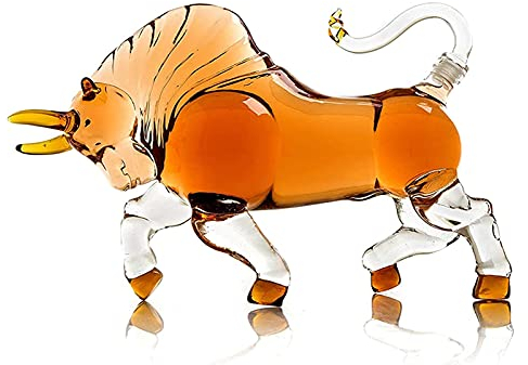 AttreX Carafe à Whisky Animal Carafe à Whisky Bull ModelinCarafe à vin Rouge Animal personnalisée, Carafe en Verre de Cristal soufflé à la Main
