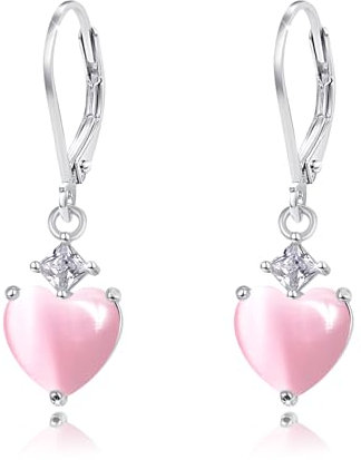 MEDWISE Hell-Pink Tropfen Ohrringe 925 Sterling Silber Liebes Ohrringe Hell-Pink Ohrringe Herz Ohrringe für Frauen Frauen Kinder Mutter