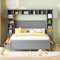 Zravenna Schrankbett 140x200, Wandbett mit Lattenrost, Bett mit 4 Schubladen und großem Stauschrank, Massivholzbett, Doppelbett, Bettgestell (Grau)