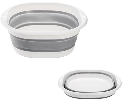 HZYUEKUN 4~5 L Collapsible Washing Up Bowl,Foldable Basin,Portable Multipurpose Water Storage Basin, Ideal Space Saving Washtub, Storage Container for Kitchen Travel Camping Motorhome Outdoor(Grey,M)