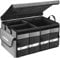 Oasser Car Boot Organiser Storage Collapsible Durable Multi Compartments Boot Organisers with Foldable Cover Reflective Strip for Car E3A (Standard, Grey)