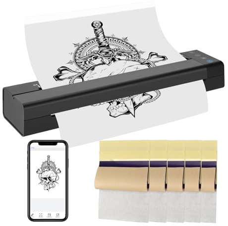 ATOMUS Mini Portable Thermal Printer 2500mAh Tattoo Transfer Machine for Thermal Paper and Tattoo Transfer Paper Office Printer 113E