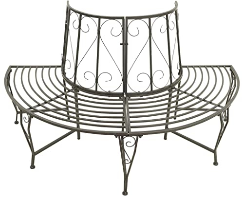 Kangmusi Baumbank Halbrund 160 cm Stahl, Grau 313034