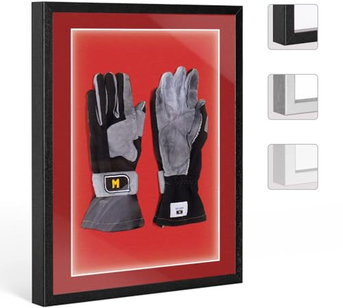 Bildershop-24 Objektrahmen Trikotrahmen aus Massivholz beleuchtet für Objekte bis 25mm VARIO46 3D inkl. LED-Leiste und Passepartout 40x50cm Schwarz matt (lackiert)