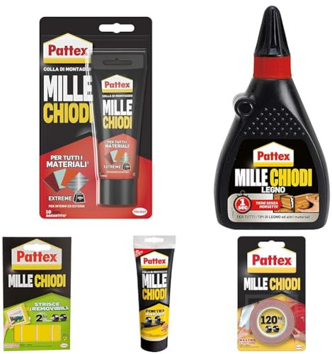 Pattex Mille Chiodi Extreme, forte adesivo di montaggio, colla forte per interni e esterni, adesivo sigillante resistente ad acqua e raggi UV, bianco, 1x142g blister