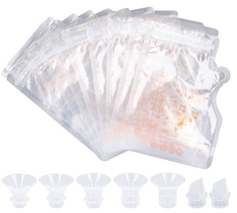 Insertos de Brida para Extractor de Leche, 13mm, 15mm, 17mm, 19mm, 21mm, 24mm, Brida de Silicona para Extractor de Leche con Válvula de Pico de Pato, Bolsa de Leche