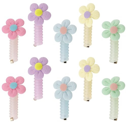 FERCAISH 10 Stück Bunte Telefondraht-Haarbänder, Spiral-Haargummi, Geflochtene Telefonkabel Haarbänder, Telefonleitungs-Haargummis für Kinder Mädchenn und Dame