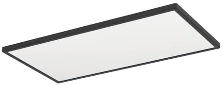 Eglo Plafonnier LED en saillie Rovito, lampe de plafond rectangulaire, éclairage pour salle de bains en plastique noir et blanc, blanc chaud - blanc froid, IP44, 57x30 cm