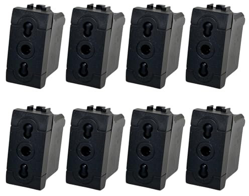 Voltix Set di 10 Prese Elettriche da Muro Bipasso Bivalente 2P+T 16A, Compatibili con Bticino Living Light e Living International, Alta Qualità (10 Pezzi Presa Bipasso)