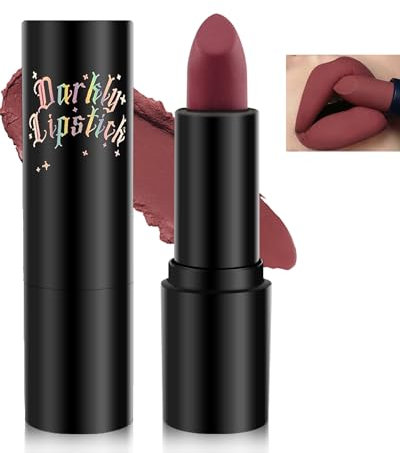 Rossetto opaco Burgundy, rossetto impermeabile, a lunga durata, cremoso e liscio, idratante, colori intensi, vegano e senza cruelty, regalo per le donne 02