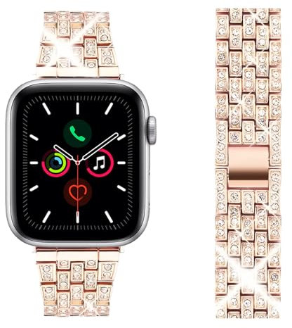 Futuhada Glitzer Strass Uhrenarmbänder Bling Diamanten Zinklegierung Metall Band Armband, Diamant Damen Metall Ersatz Armbänder Kompatibel mit Galaxy Watch S3/GT2/applewatch8Classic20MM