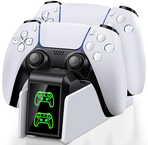 Elegamefy PS5 Controller Charging Station Accessory Sets with 2 Hours Quick Charge, Charging Station for Playstation 5 Controller/Edge Controller